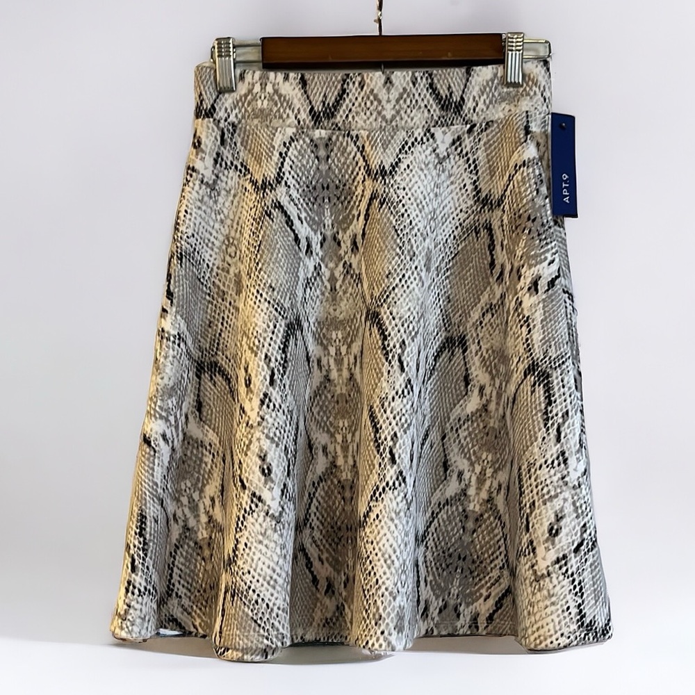 APT. 9 SNAKESKIN PRINT MINI SKIRT WHITE TAUPE SIZE XS NEW WITH TAGS